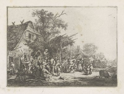 Campesinos bailando frente a una posada de Adriaen van Ostade