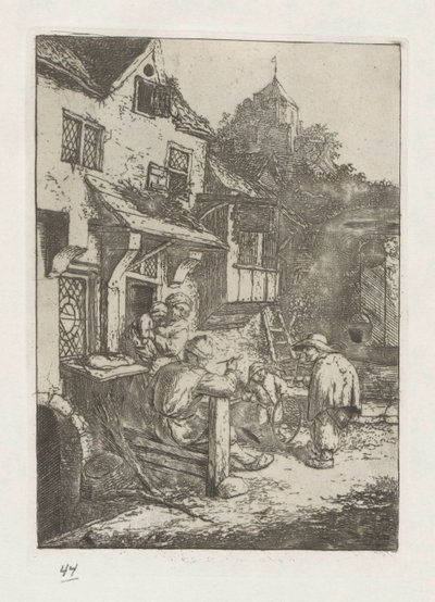 Violinista curvo para posada de Adriaen van Ostade