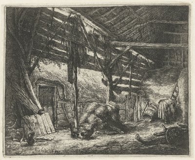 Interior de un granero de heno
El granero de heno de Adriaen van Ostade