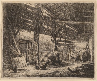 Interior de un granero de Adriaen van Ostade