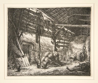 interior de un granero de Adriaen van Ostade
