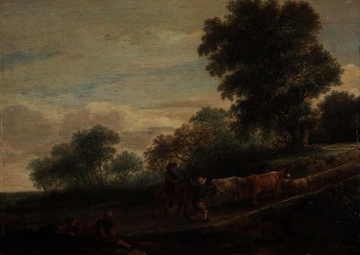 Paisaje con pastores y ganado de Adriaen van Ostade