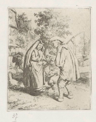 Hombre y mujer en conversación de Adriaen van Ostade