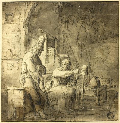 Vieja pareja de campesinos en la cabaña de Adriaen van Ostade