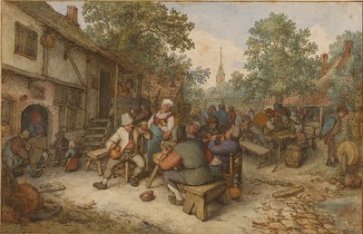 Fiesta campesina en una calle de la ciudad de Adriaen van Ostade