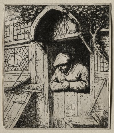 Campesino apoyado en su puerta de Adriaen van Ostade