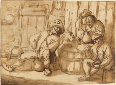 Campesinos bebiendo en una taberna de Adriaen van Ostade