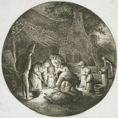 Campesinos matando un cerdo de Adriaen van Ostade