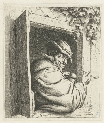 Granjero fumador en la apertura de una ventana El fumador en la ventana de Adriaen van Ostade