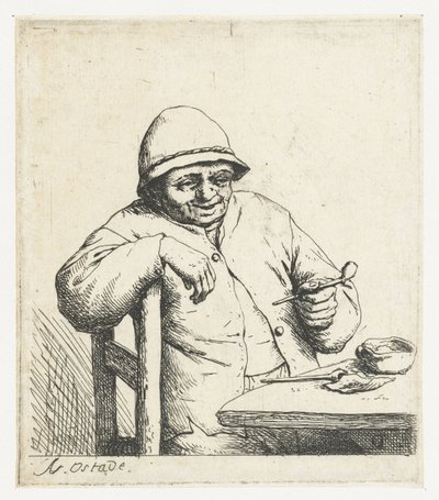 Granjero fumador con el brazo sobre una silla El fumador sonriente de Adriaen van Ostade
