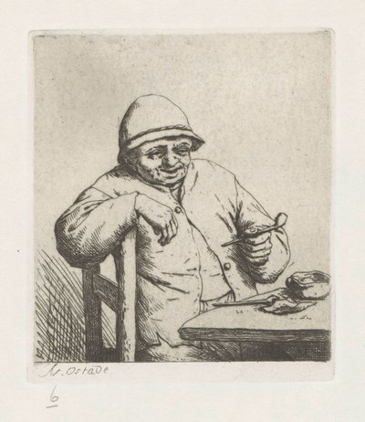 Granjero fumador con el brazo sobre una silla de Adriaen van Ostade