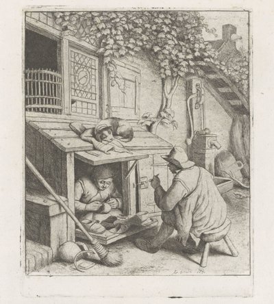 Zapatero en un taller frente a su casa de Adriaen van Ostade