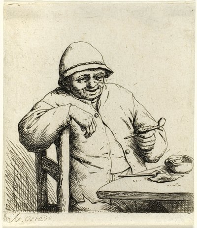 Fumador apoyado en el respaldo de una silla de Adriaen van Ostade