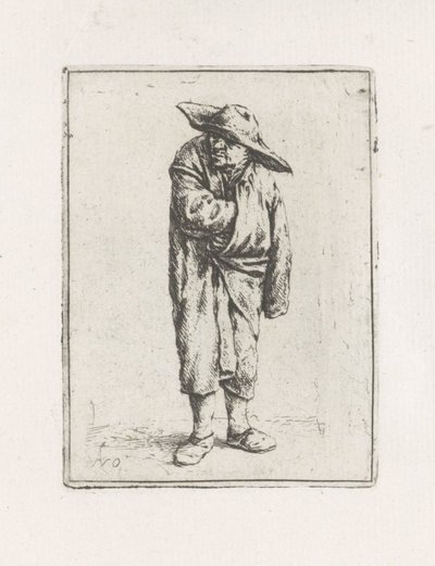 Granjero de pie con la mano en su capa de Adriaen van Ostade