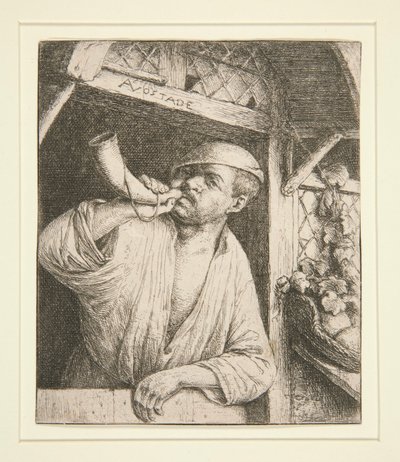La panadera tocando su cuerno de Adriaen van Ostade