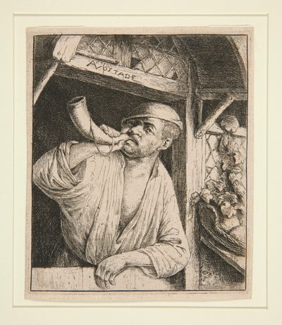 La panadera tocando su cuerno de Adriaen van Ostade