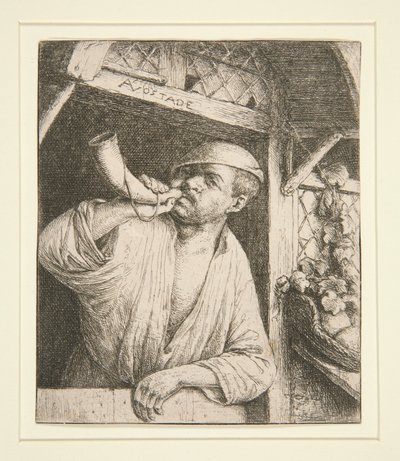El panadero tocando su cuerno de Adriaen van Ostade