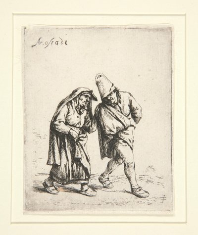 la pareja caminando de Adriaen van Ostade