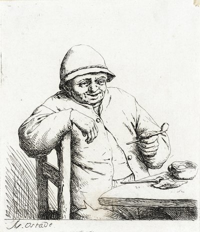 El fumador apoyado en el respaldo de una silla de Adriaen van Ostade