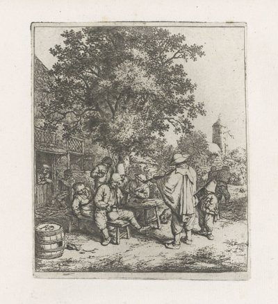 Dos músicos con una compañía de bebidas. de Adriaen van Ostade