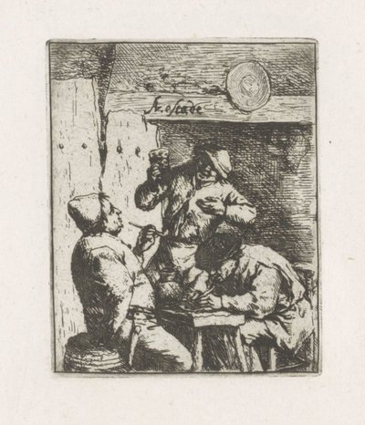 Dos fumadores y bebedor en posada de Adriaen van Ostade