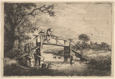 Dos pescadores en un puente, 1647 de Adriaen van Ostade