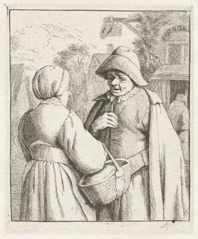 Mujer y hombre hablando entre ellos de Adriaen van Ostade
