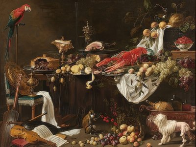 Naturaleza muerta de banquete de Adriaen van Utrecht