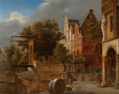 El puente levadizo de Adriaen van de & Heyden Jan van der (1637 1712) Velde