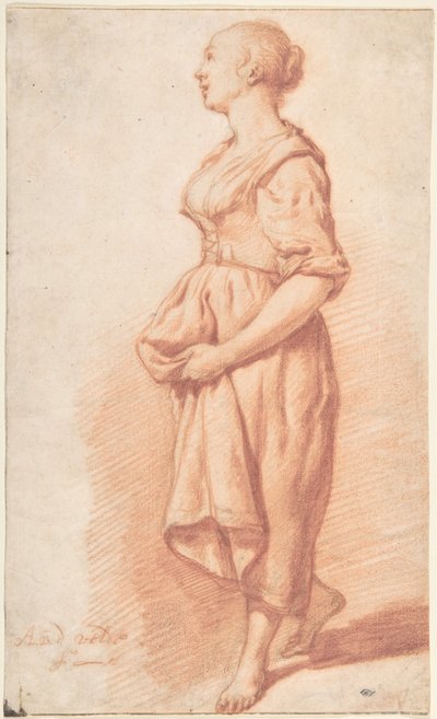Ein junges Mädchen, das nach links geht de Adriaen van de Velde