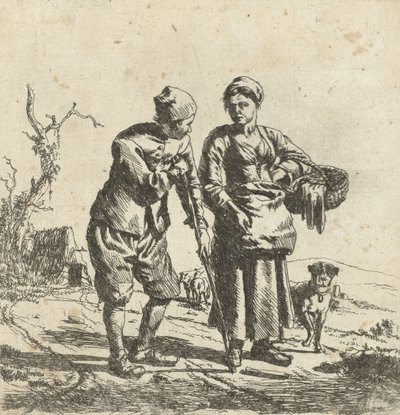 Granjero y su esposa conversando de Adriaen van de Velde