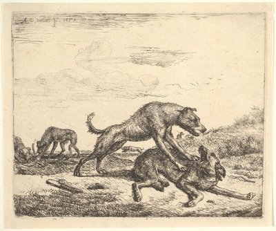 Perros Peleando, de Animales Diferentes de Adriaen van de Velde