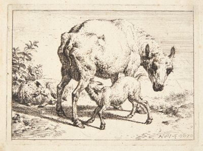 Oveja y dos corderos de Adriaen van de Velde