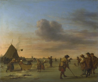 Golfistas sobre el hielo cerca de Haarlem de Adriaen van de Velde