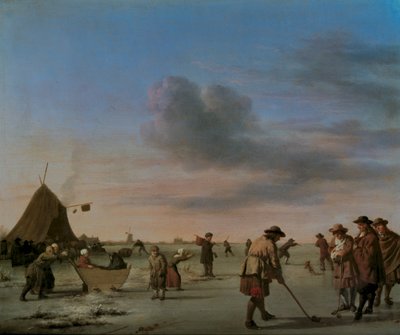 Golfistas en el hielo cerca de Haarlem, 1668 de Adriaen van de Velde