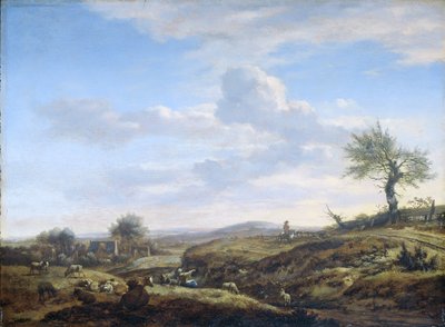 Paisaje montañoso con una carretera elevada de Adriaen van de Velde