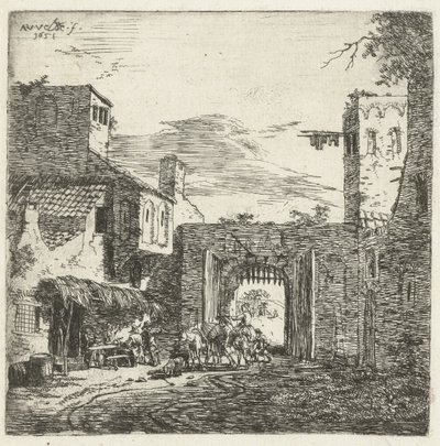 Posada en la puerta de la ciudad, 1653 de Adriaen van de Velde