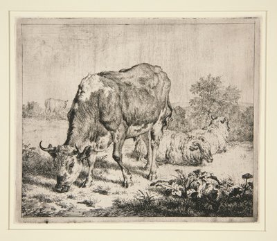 El pastel de carne y las tres ovejas de Adriaen van de Velde