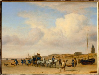 Noble tripulación paseando por la playa de Scheveningen. 1660 ... de Adriaen van de Velde