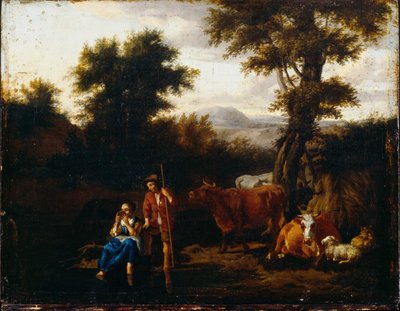Campesinos y ganado de Adriaen van de Velde