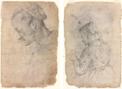 Perfil de la cabeza de una mujer (recto) Una criada de cocina (verso) de Adriaen van de Velde