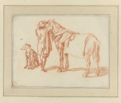 Jinete junto a un caballo y un perro de Adriaen van de Velde