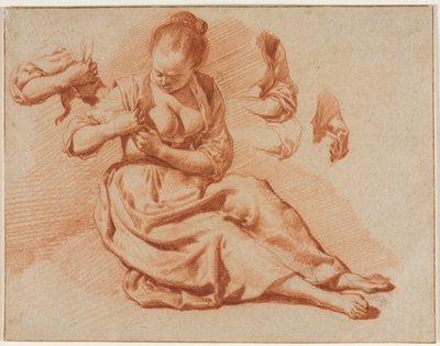 Mujer Sentada Buscando Pulgas de Adriaen van de Velde