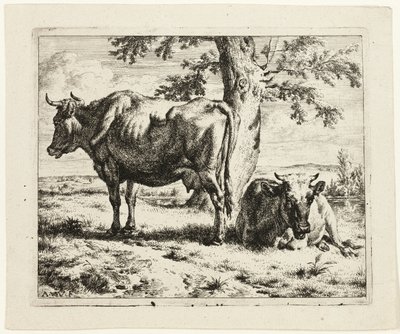 Dos Vacas bajo un Árbol de Adriaen van de Velde