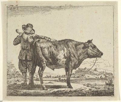 Joven pastor con un toro, de Diferentes animales, 1659 de Adriaen van de Velde