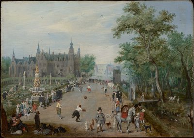 Un partido de pelota ante un palacio rural de Adriaen van de Venne