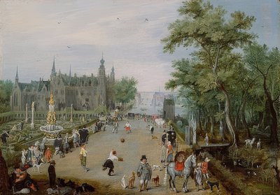 Juego de pelota frente a un palacio. Hacia 1614 de Adriaen van de Venne
