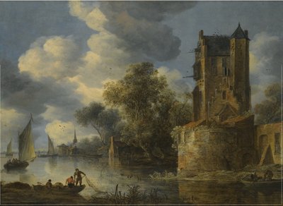 Paisaje fluvial con un bastión de Adriaen van der Cabel