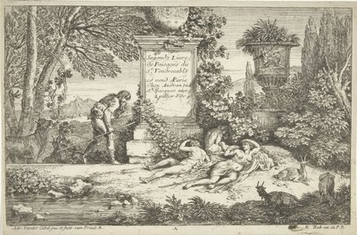 Pastoras durmientes Paisajes, serie 1 (título de la serie) de Adriaen van der Kabel