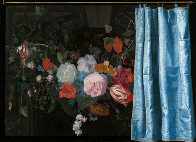 Trampantojo con una Guirnalda de Flores y una Cortina de Adriaen van der Spelt